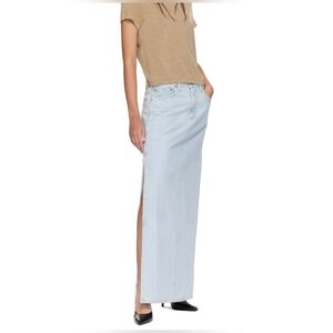 Agolde Light Wash Denim Maxi Skirt